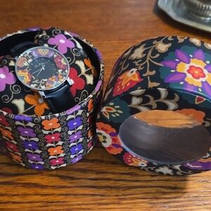 Vera Bradley Black Floral Women's Watch